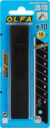 Лезвия «EXCEL BLACK» сегментированные, 18 мм, 10 шт, OL-LBB-10B